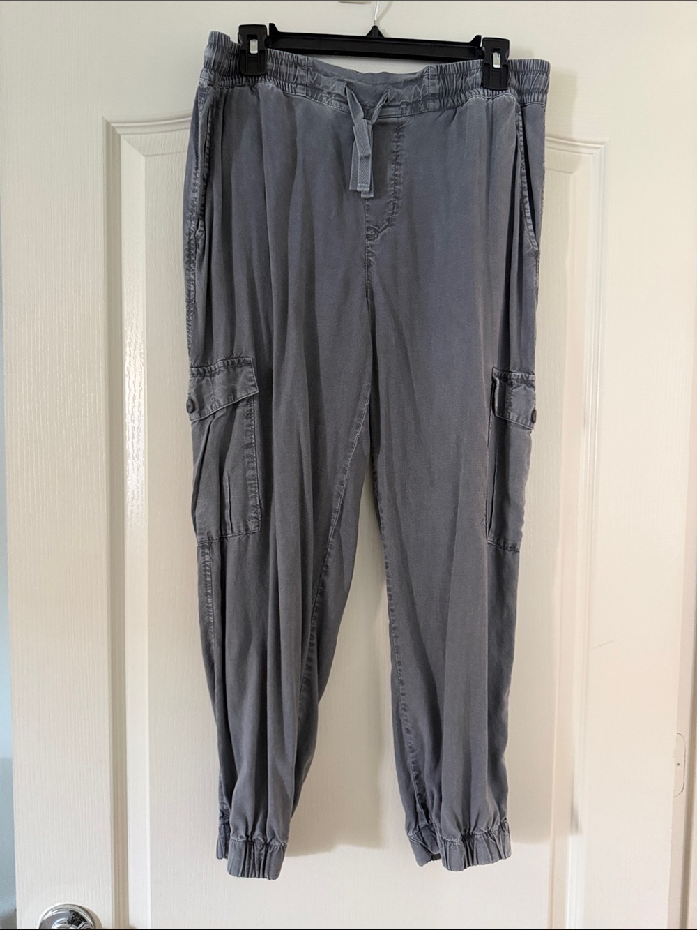 Men's Gray Cargo Jogger Pants - Elastic Waist